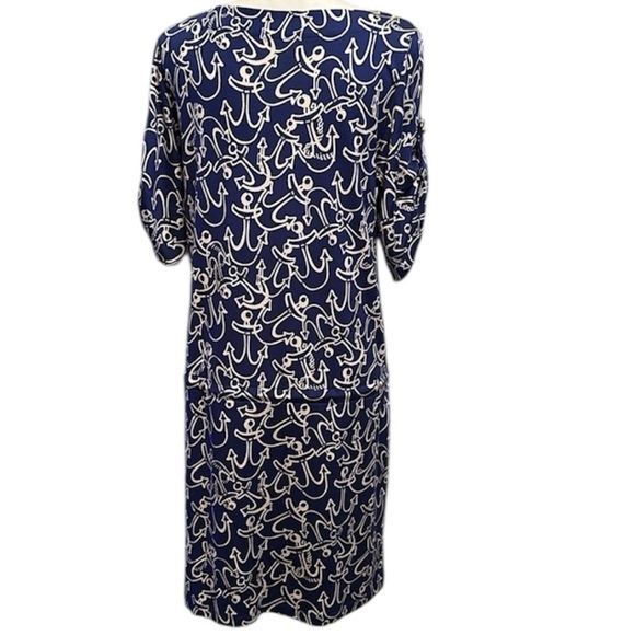 Lilly Pulitzer Blue and Cream Raquel Anchors Away Silk Blend Women Dress Size M - Picture 2 of 13